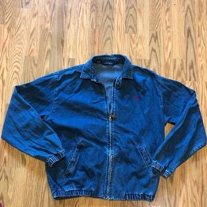 Vintage 90s polo Ralph Lauren denim zip up jacket natural distressed made in USA